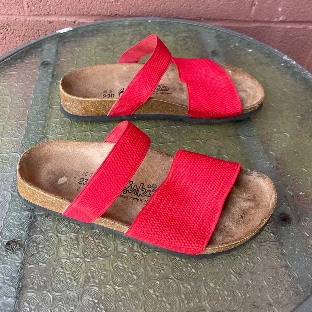 Birkenstock Birki’s Red Elastic Strap Sandals Size 5-5.5 (36) Euro - Picture 4 of 9